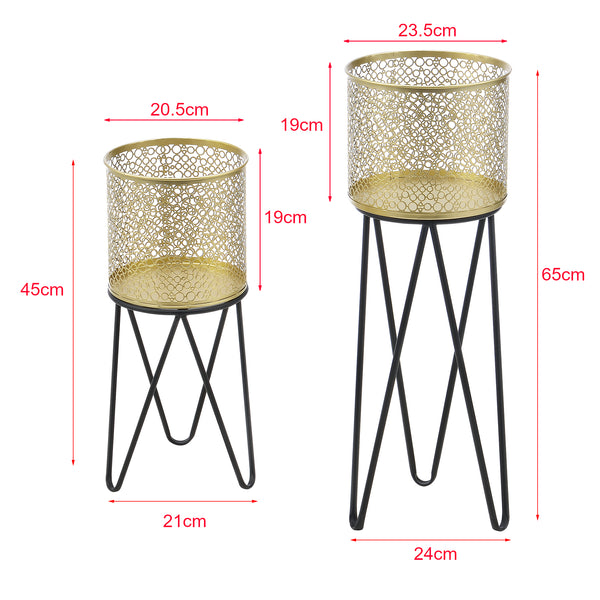 Support de pot de fleurs Marchin 2 pcs Noir-Doré en.casa