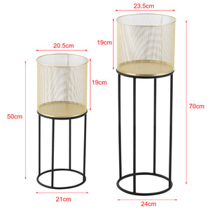Support de pot de fleurs Manhay 2 pcs Noir-Doré en.casa
