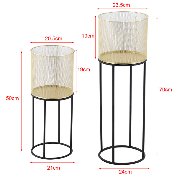 Support de pot de fleurs Manhay 2 pcs Noir-Doré en.casa