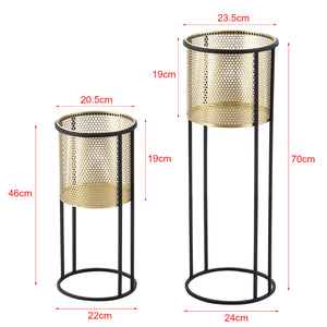 Support de pot de fleurs Malmedy 2 pcs Noir-Doré en.casa