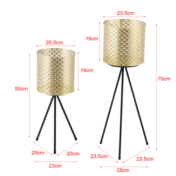 Support de pot de fleurs Mechelen 2 pcs Noir-Doré en.casa