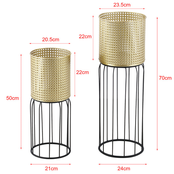 Support de pot de fleurs Maaseik 2 pcs. Noir-doré en.casa