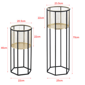 Support de pot de fleurs Malgedem 2 pcs. Noir-doré en.casa