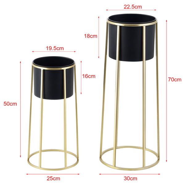 Set de 2 Supports de Plantes Macon Doré Noir [en.casa]