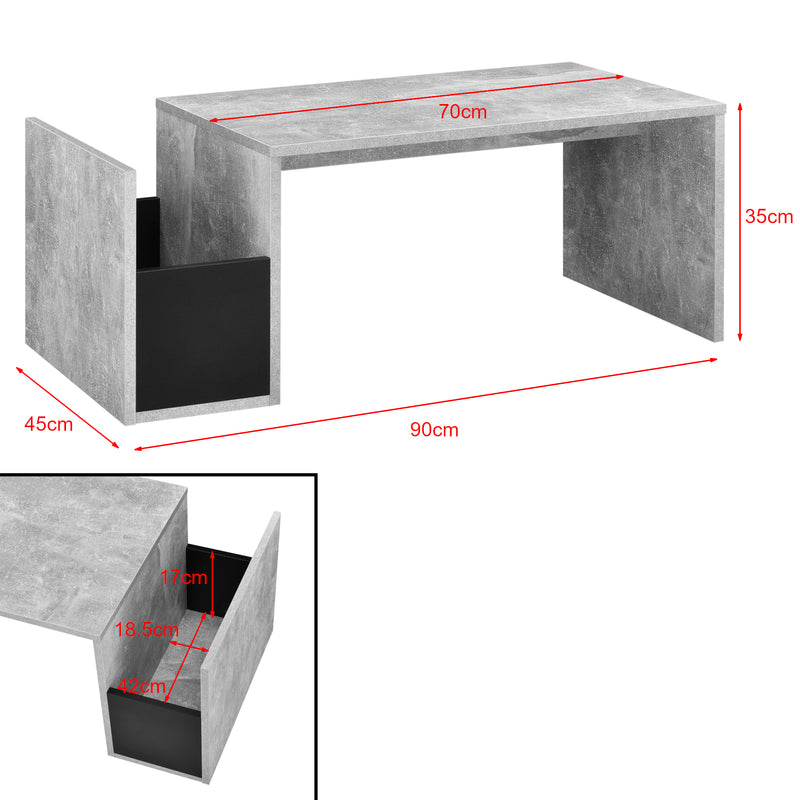 Croquis coté Table Basse pour Salon Bollnäs 90 x 45 x 35 cm [en.casa]