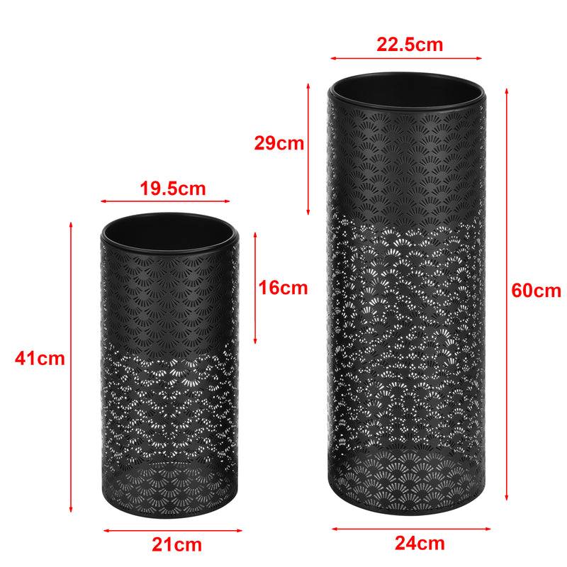Croquis coté Set Cache-Pot Virton Métal Tailles Différentes Noir [en.casa]