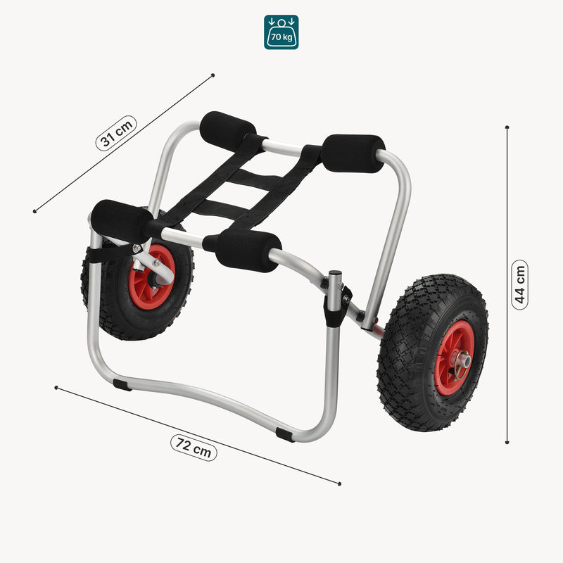 Croquis coté Chariot de Transport pour Bateau Pliable Capacité de Charge jusqu'à 70 kg [in.tec]