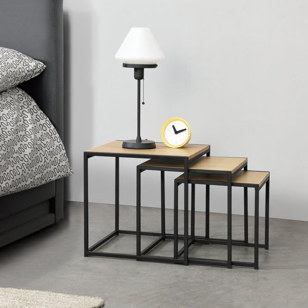 Table d'appoint Ringsaker lot de 3 aspect chêne en.casa