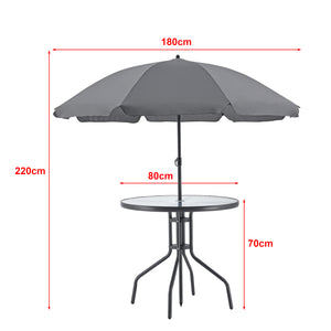 Ensemble de mobilier de jardin Milagro Chaises avec table 4 chaises et parasol Noir Gris foncé en.casa