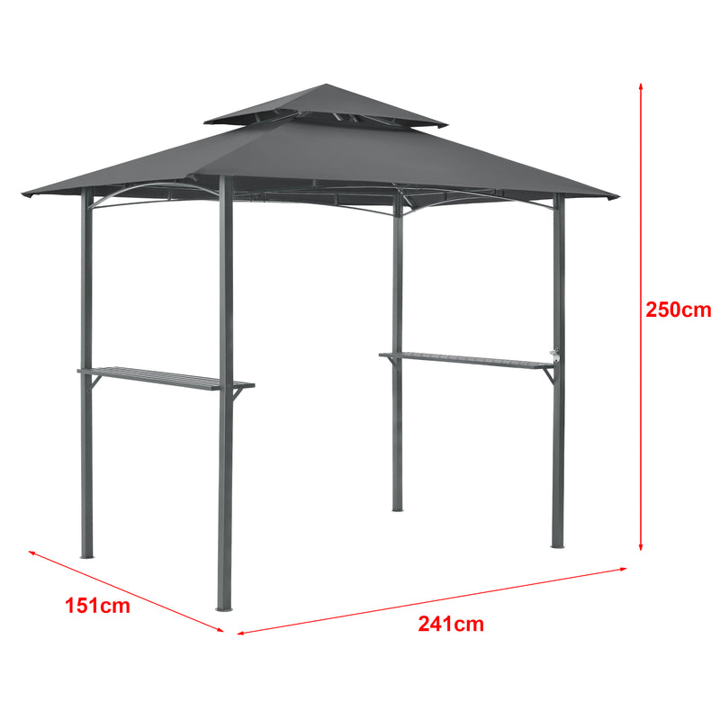Croquis coté Tonnelle de Barbecue Parga 250 x 241 x 151 cm Anthracite Gris Foncé [en.casa]