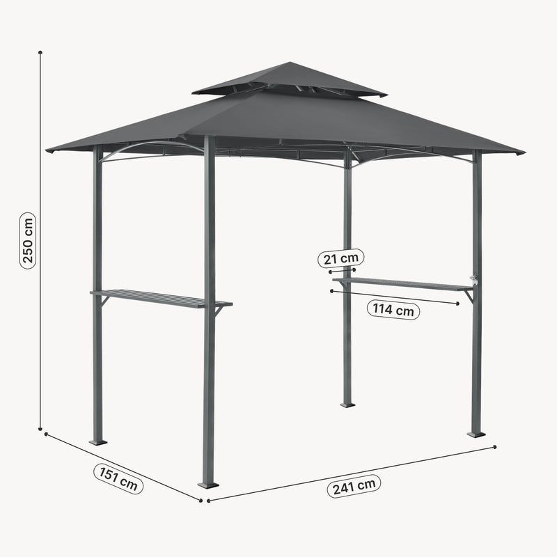Croquis coté Tonnelle de Barbecue Parga 250 x 241 x 151 cm Anthracite Gris Foncé [en.casa]