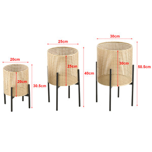 Lot de 3 Supports de Plante Walhain Métal Tailles Différentes Noir Sable [en.casa]