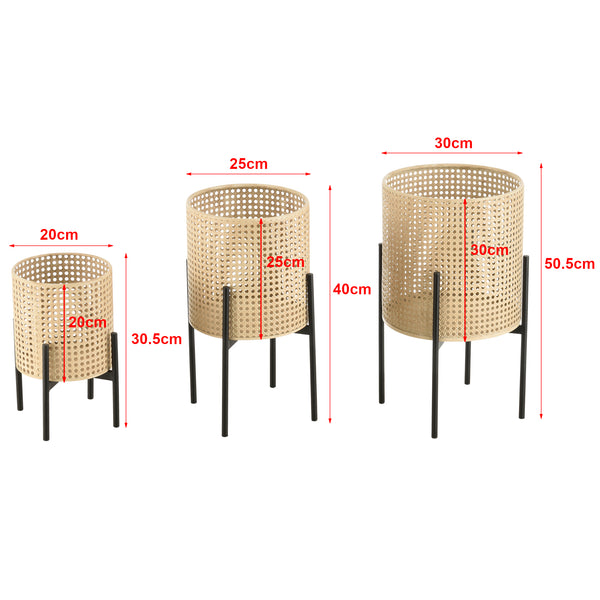 Lot de 3 Supports de Plante Walhain Métal Tailles Différentes Noir Sable [en.casa]