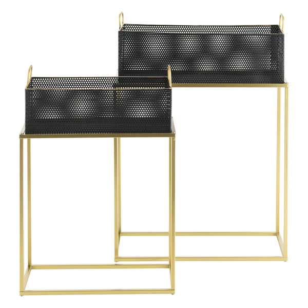 Lot de 2 Supports de Plante Jurbise Laiton Noir [en.casa]