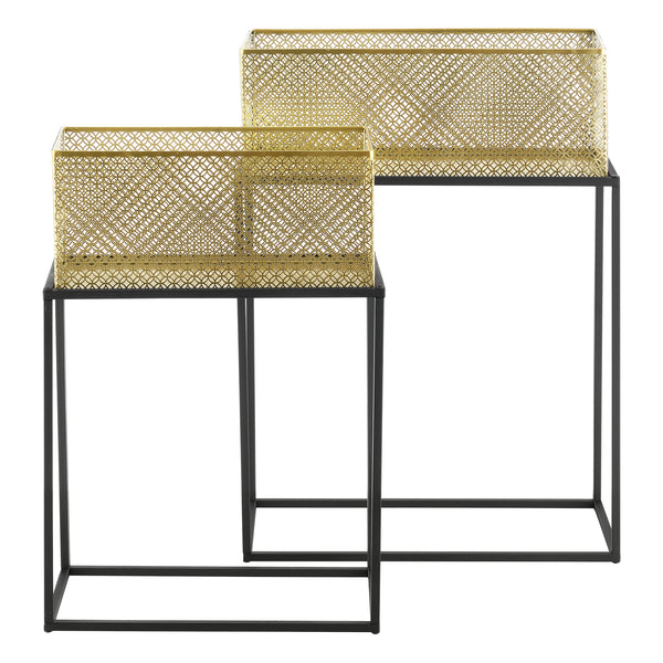 Porte-fleurs Anderlues lot de 2 noir/cuivre en.casa