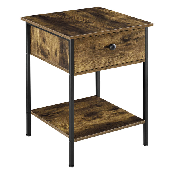Table Basse Fagersta avec Tiroir et Étagère 55 x 40 x 40 cm Effet Bois Foncé Noir [en.casa]