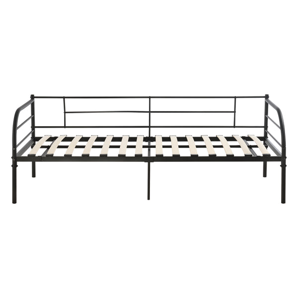 Lit en métal Falun 90x200cm avec matelas Noir en.casa