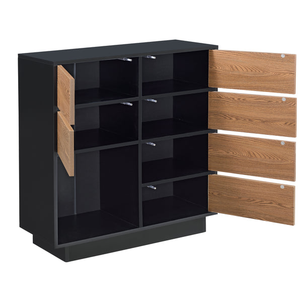 Commode Krokom 88 x 80 x 30 cm Noir Effet Bois Foncé [en.casa]