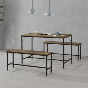 Ensemble table à manger et banc Pajala Noir/Bois foncé en.casa