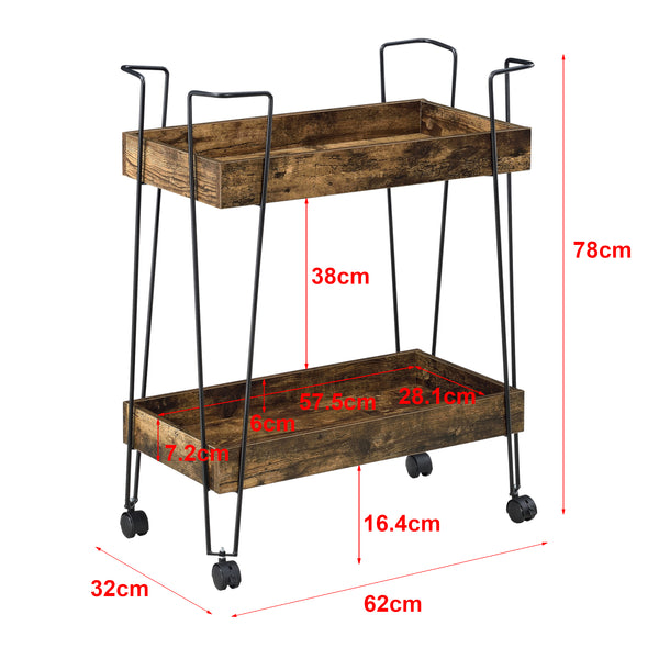 Chariot de service Vaxholm 78x62x32cm Ton bois foncé en.casa