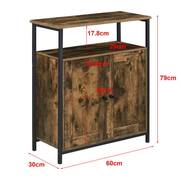 Table d'appoint Aremark 79x60x30cm avec compartiments d'armoire Ton de bois foncé [en.casa]