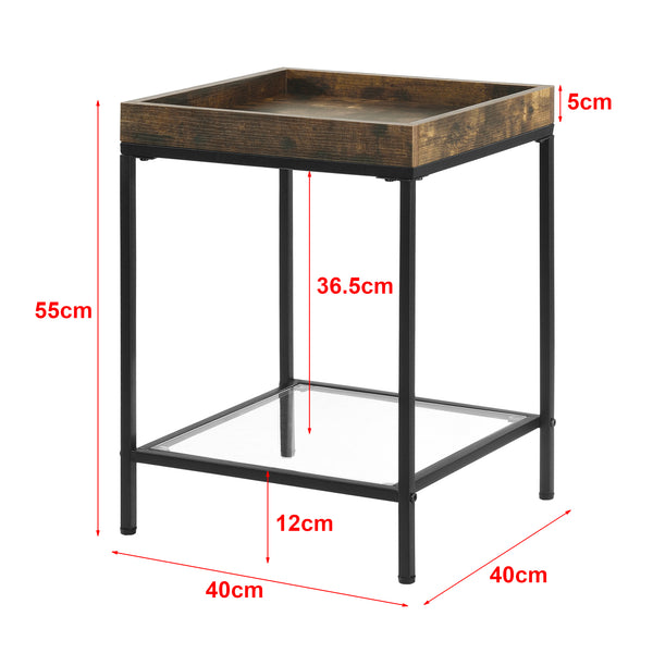 Table d'Appoint Mariefred Carrée avec Étagère 55x40x40 cm Noir Effet Bois Foncé [en.casa]