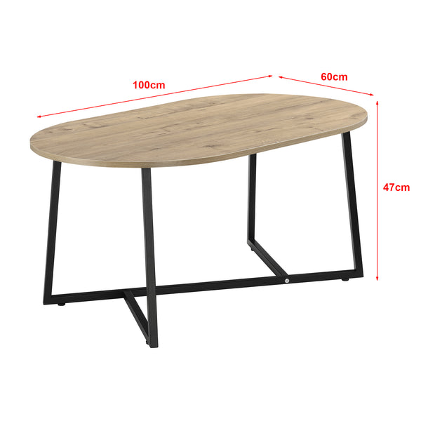 Table Basse Valdemarsvik Ovale 100 x 60 x 47 cm Noir Effet Chêne [en.casa]