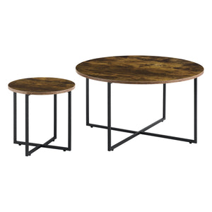 Set de table Härjedalen lot de 2 rond Ton bois foncé [en.casa]