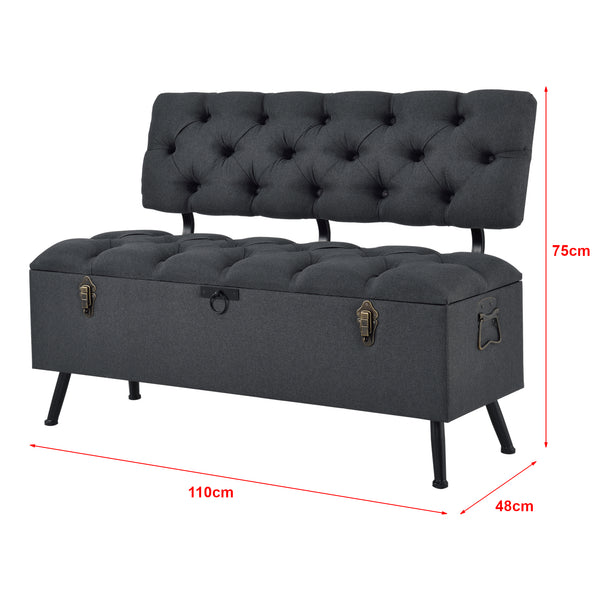Banquette de rangement Malmöhus siège rabattable gris foncé [en.casa]