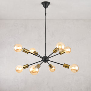 Suspension Amiens 8 flammes E27 Noir / Couleur laiton [lux.pro]