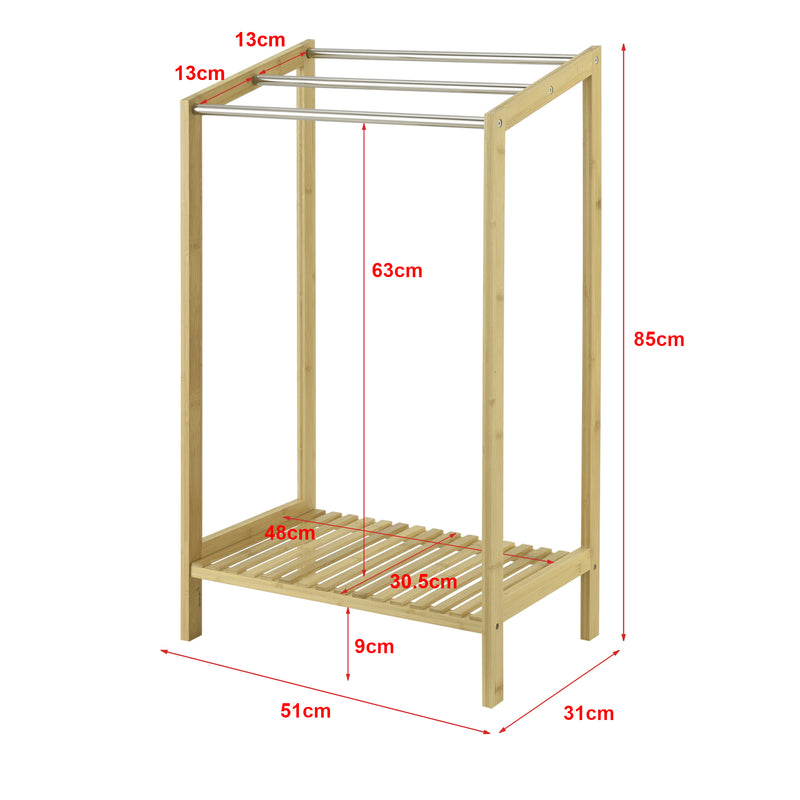 Croquis coté Porte-Serviettes sur Pied Kautokeino en Bambou 51 x 31 x 85 cm [en.casa]