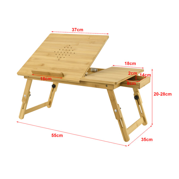 Table d'ordinateur portable en bambou Trysil 55x35x28cm [en.casa]
