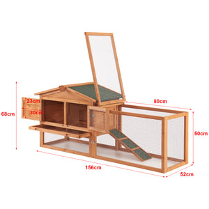 Clapier à lapins Oberursel 68x156x52cm en bois de sapin [en.casa]