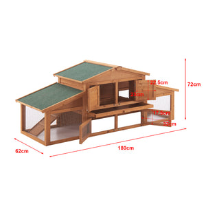 Clapier à lapins Schmitten 72x180x62cm en bois de sapin [en.casa]