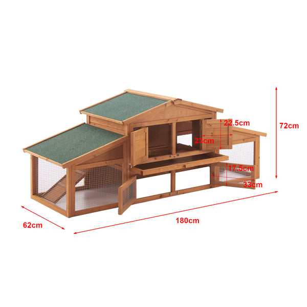 Clapier à lapins Schmitten 72x180x62cm en bois de sapin [en.casa]