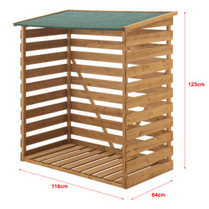 Abri-bûches couvert sapin 123 x 116 x 64 cm [en.casa]