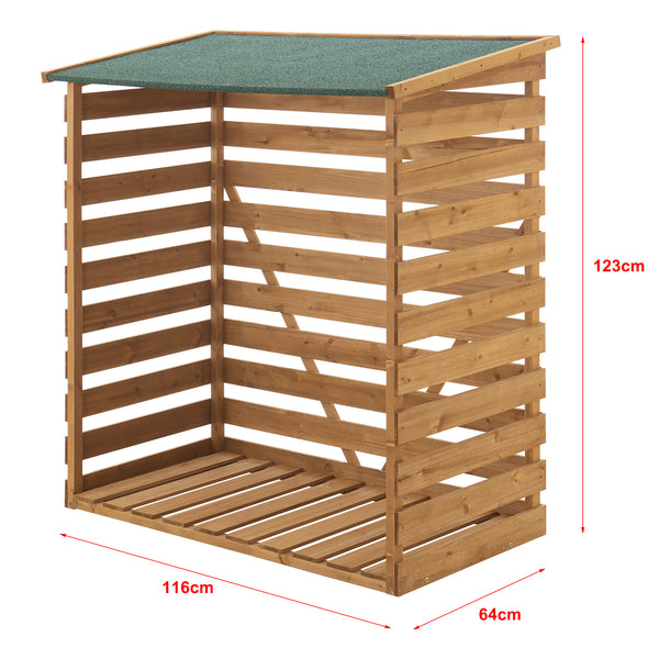 Abri-bûches couvert sapin 123 x 116 x 64 cm [en.casa]