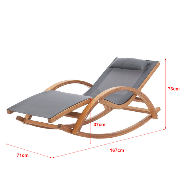 Chaise à bascule Iasmos 167x71x73cm Gris foncé [en.casa]