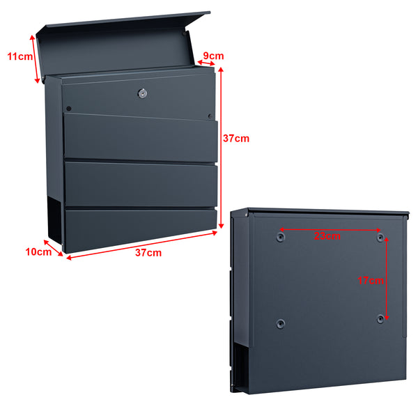 Boîte aux lettres Achtrup 37x37x11cm Acier Anthracite [en.casa]