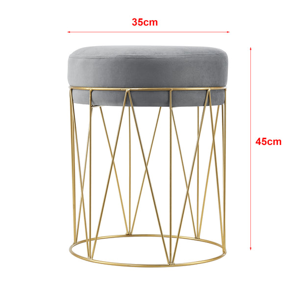 Tabouret rembourré Melsele 45 x 35 cm gris laiton [en.casa]