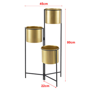 Porte-plantes Haasdonk 3 pièces Noir couleur laiton [en.casa]