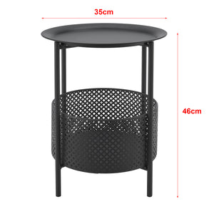 Table d'appoint Kruibeke 46x35cm avec panier Noir [en.casa]