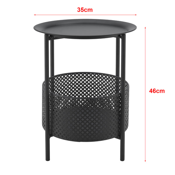 Table d'appoint Kruibeke 46x35cm avec panier Noir [en.casa]