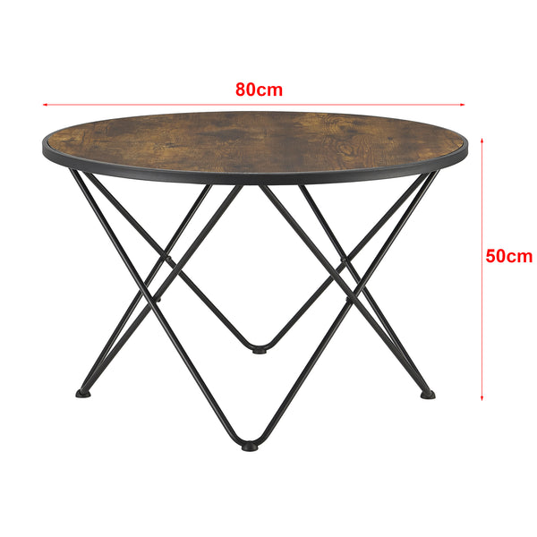 Table basse Goskamark 80x50 cm Structure en acier Teinte bois foncé [en.casa]