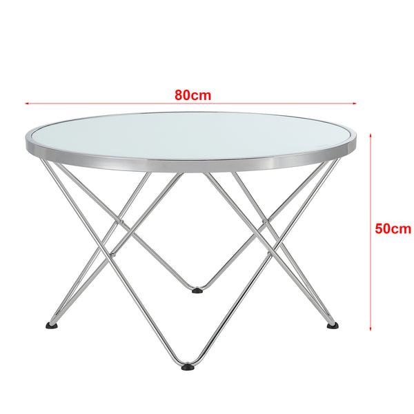 Table basse Nikkeby structure métallique argentée/optique verre laiteux [en.casa]