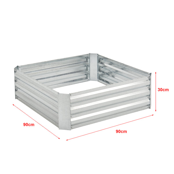 Plate-bande Barneveld 90x90x30cm Acier Argent [en.casa]