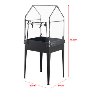 Carré potager avec serre Katwijk 60x60x152cm Acier Anthracite [en.casa]