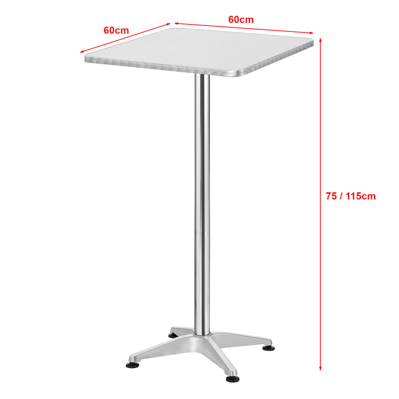 Croquis coté Table de bistrot carrée Järpen à hauteur réglable 75 cm / 115 cm [en.casa]