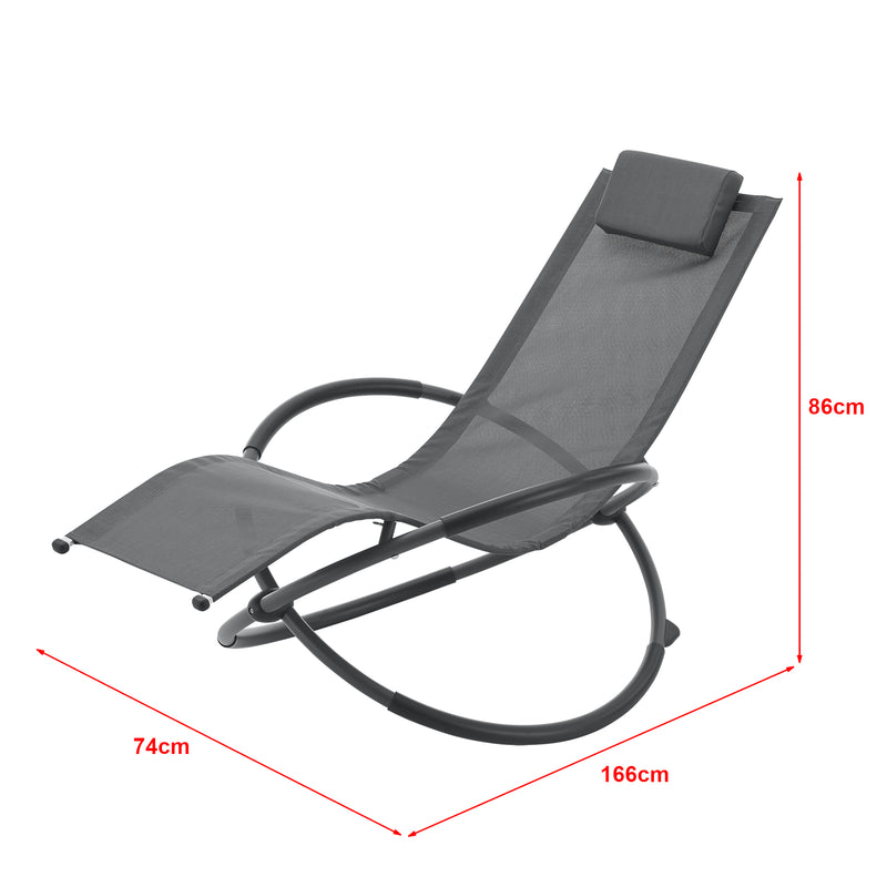 Croquis coté Fauteuil de jardin à bascule Pulsano capacité de charge 150 kg gris foncé [en.casa]