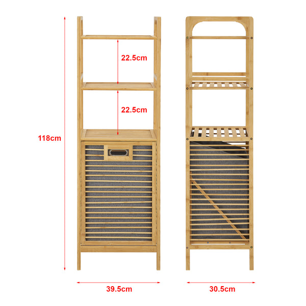 Meuble de rangement à linge Tidaholm en bambou avec étagère 118 x 39,5 x 30,5 cm [en.casa]